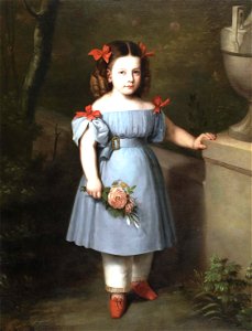 Retrato de niña de azul con rosas en la mano, de Antonio María Esquivel (Museo del Prado)