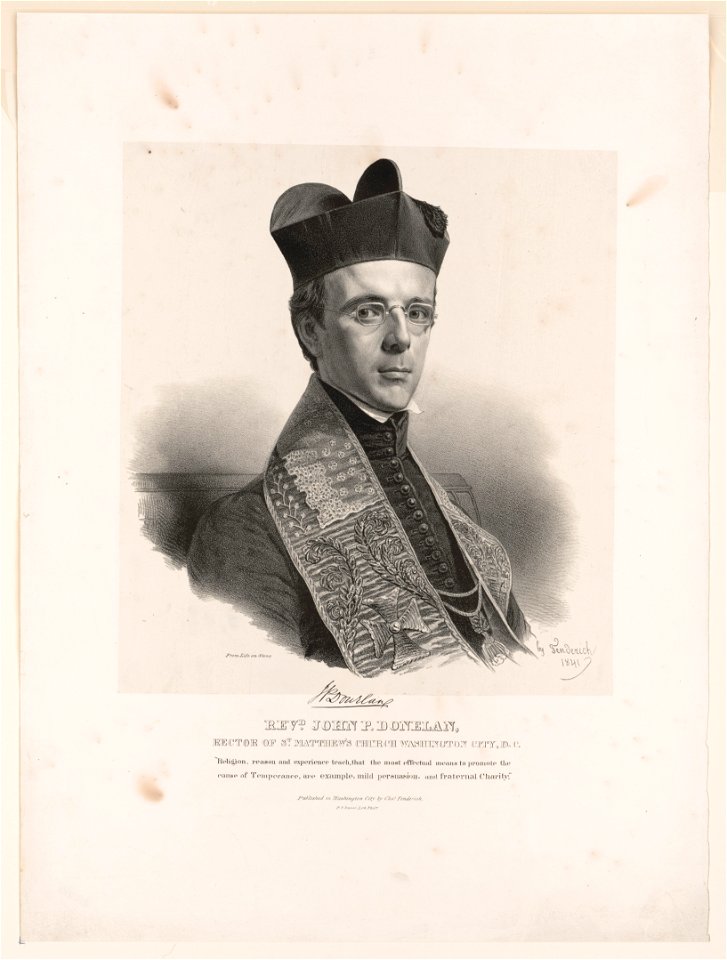 Revd. John P. Donelan, rector of St. Matthew's Church, Washington City, D.C. - from life on stone by Fenderich 1841. LCCN2017657755