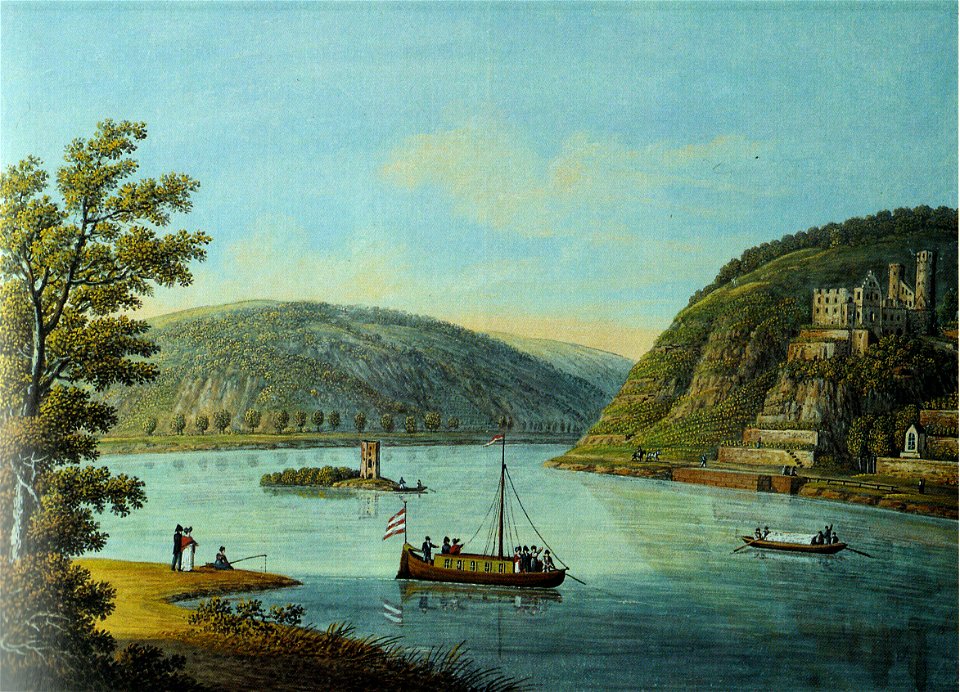 Rhein river and Ehrenfels post-1840