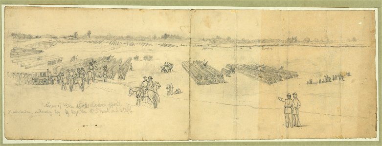Review of Gen. Ord's division, opposite Fredericksburg, by Maj. Gen. McDowall (sic) and staff LCCN2004661572