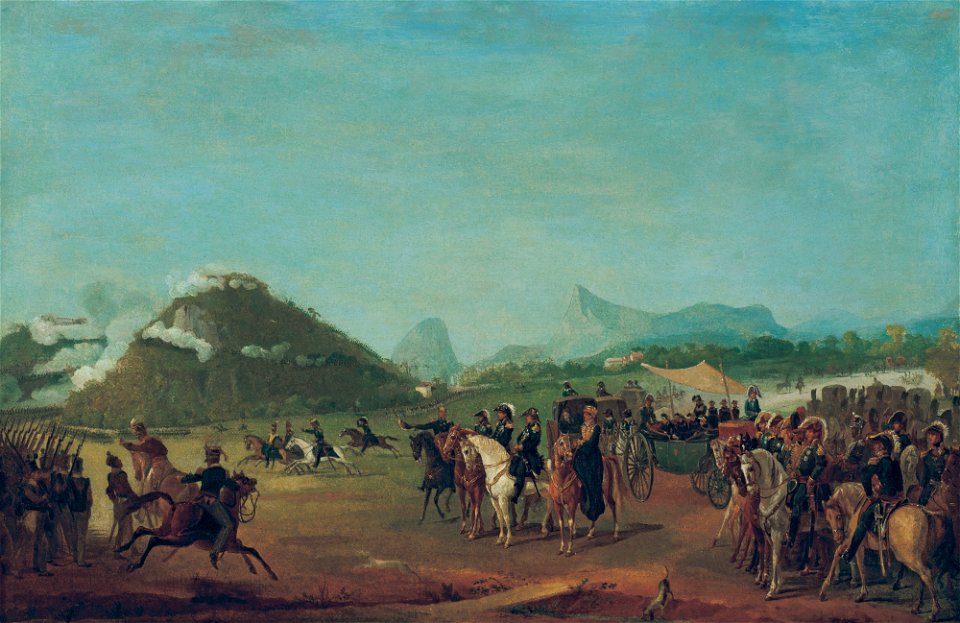 Revista das tropas destinadas a Montevidéu, na Praia Grande, da Coleção Brasiliana Iconográfica