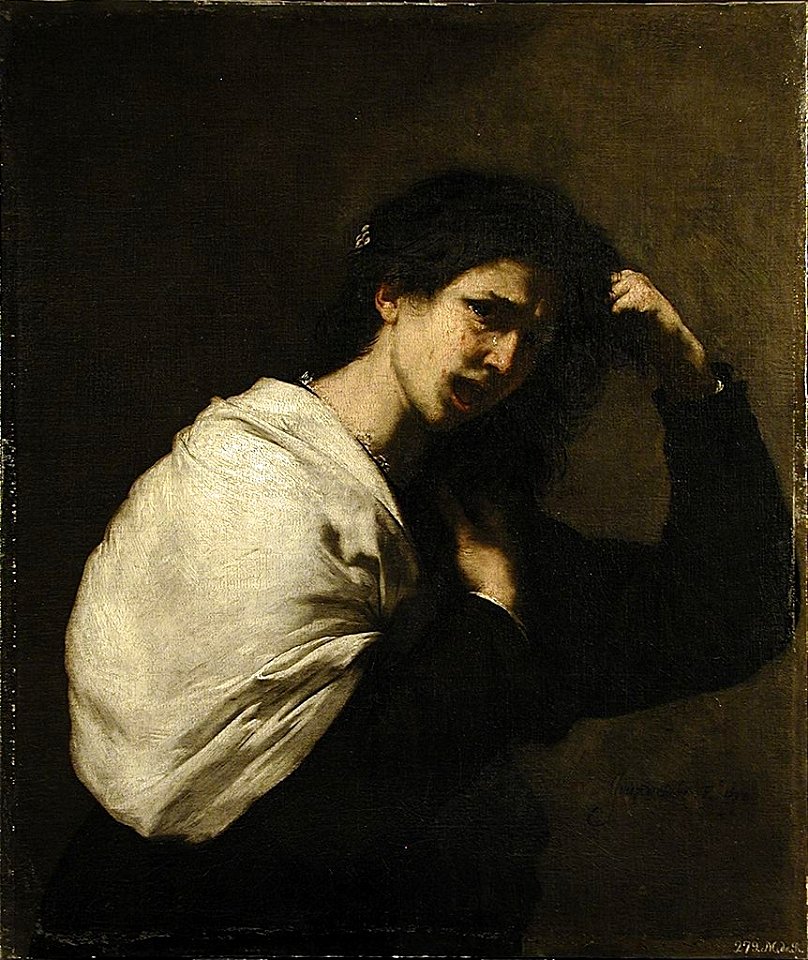Ribera - Femme désespérée, s'arrachant les cheveux, 1638