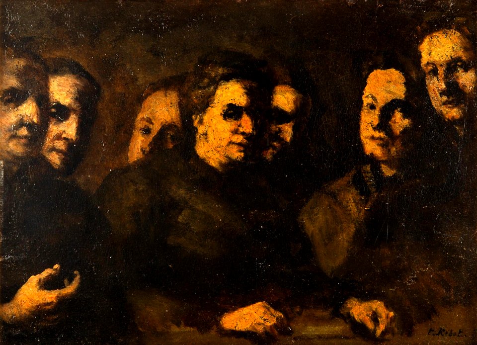 Woman and Crowd by Augustin Théodule Ribot