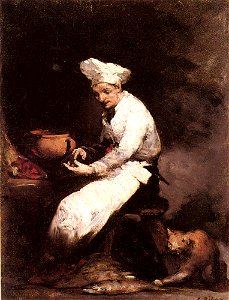 Ribot Theodule The Cook And The Cat-1. Free illustration for personal and commercial use.