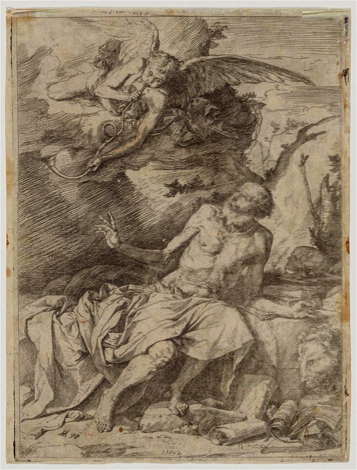 Ribera - verso counterproof of Saint Jerome and the Angel, P13842