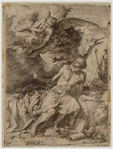 Ribera - verso counterproof of Saint Jerome and the Angel, P13842