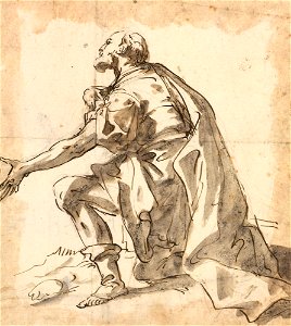 Ricci - Study for St Peter c. 1715 - c. 1720, RCIN 907195. Free illustration for personal and commercial use.