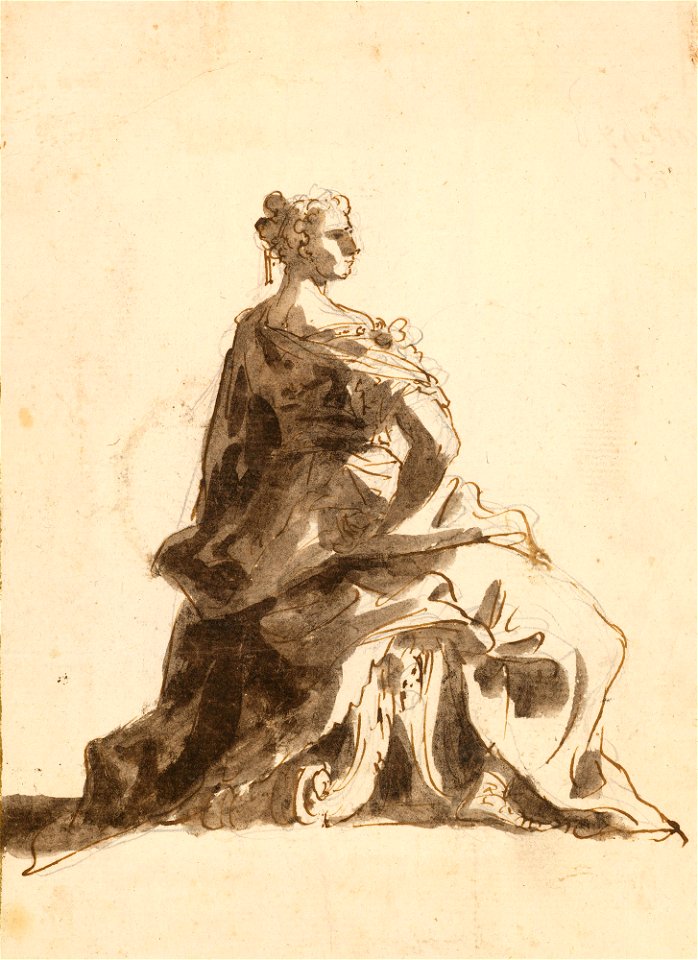 Ricci - A seated woman c. 1720, RCIN 907011