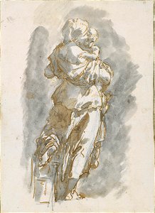 Ricci - A study for a woman and child c. 1728, RCIN 907118