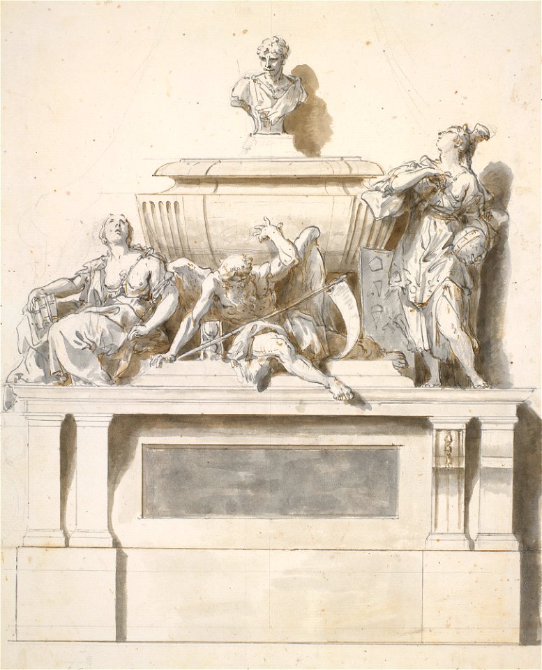 Ricci - Design with a monument to Newton c. 1727, RCIN 907124