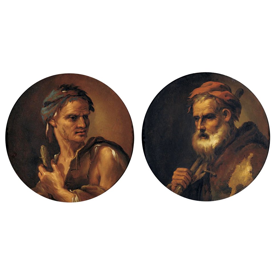 Ricci - Attributed to - HEAD OF A BEARDED MAN; HEAD OF A MAN WITH A BLUE SCARF, lot.366
