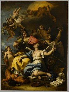 Ricci - La France, sous les traits de Minerve, terrasse l'Ignorance et protège les Arts, 1718, INV 562
