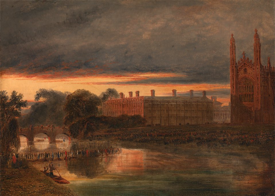 Richard Banks Harraden - Procession of Boats on the River Cam below Clare College, Cambridge - Google Art Project