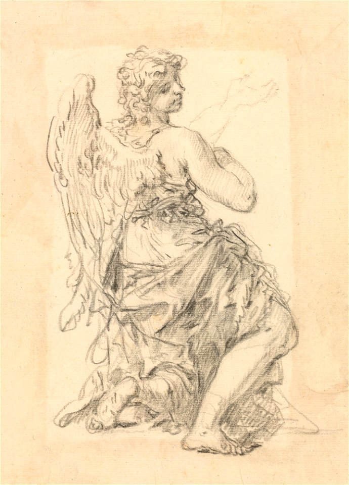 Ricci - A study for a kneeling angel c. 1727, RCIN 907103