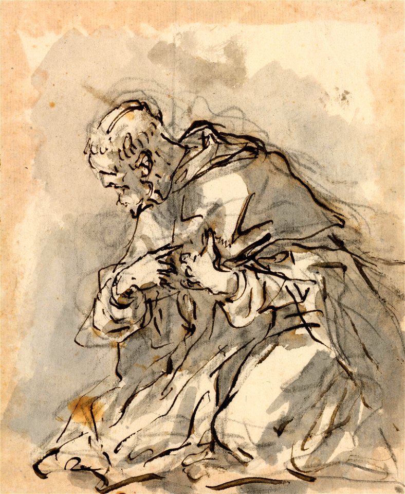 Ricci - Study for St Peter Martyr c. 1732 - c. 1734, RCIN 907194
