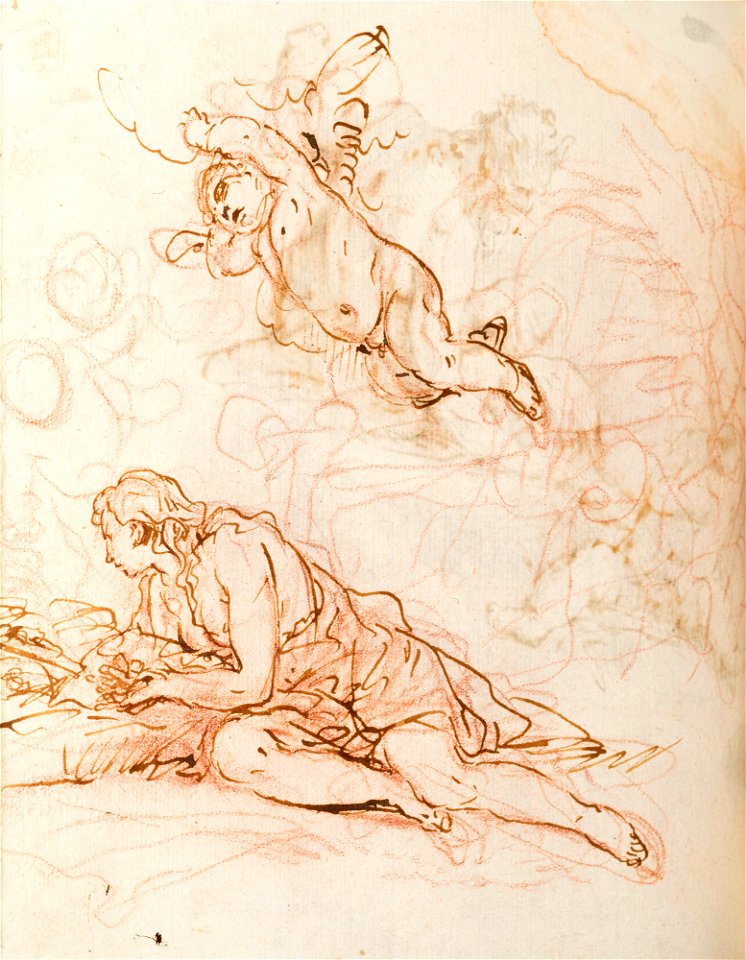 Ricci - A hermit, satyr and child c. 1720, RCIN 907148, v