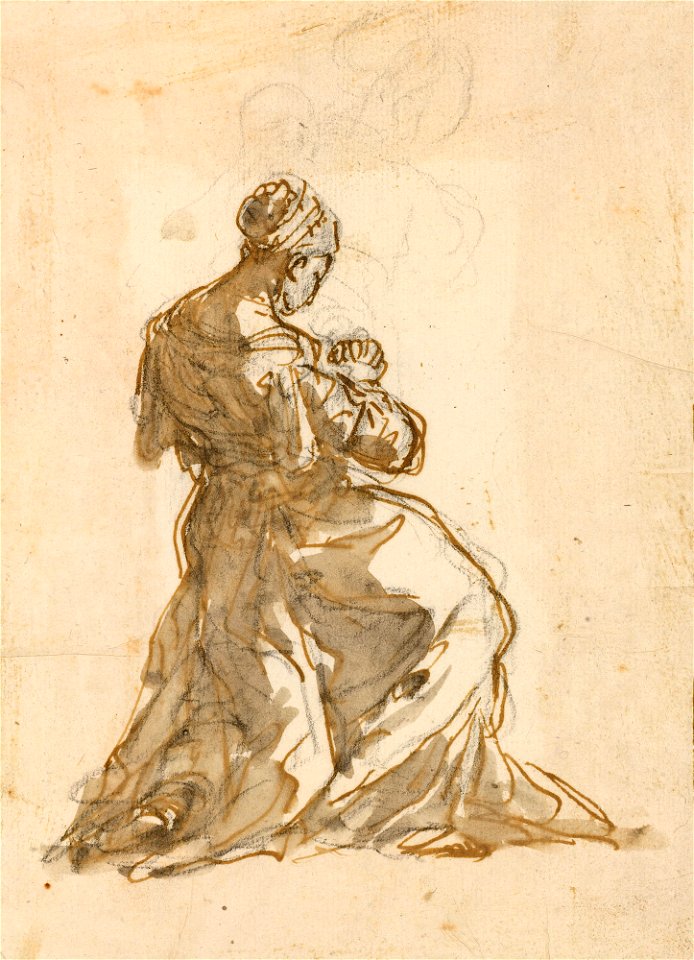 Ricci - A study for a kneeling woman c. 1728, RCIN 907116