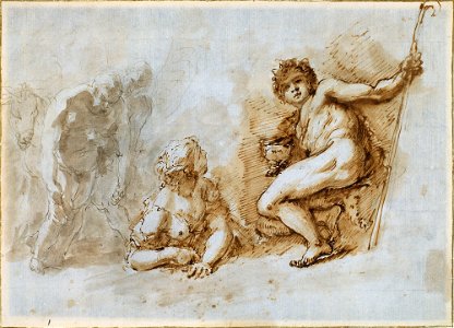 Ricci - Studies for the drunken Silenus c. 1730 - c. 1731, RCIN 907024