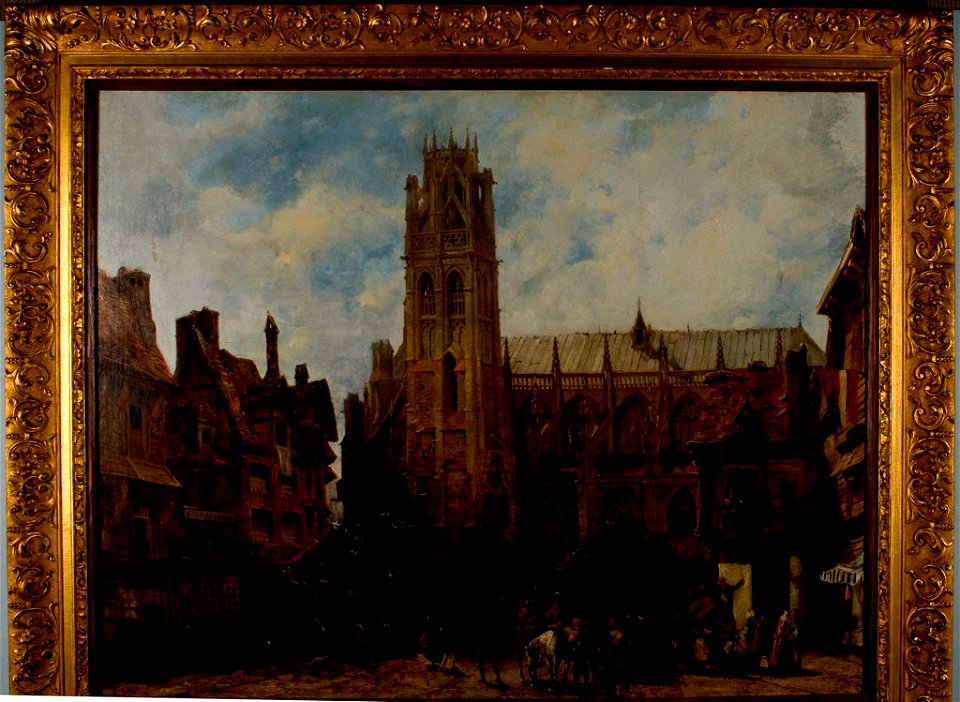 Richard Parkes Bonington - Cathedral of Notre Dame and Market Place at Caudebec-en-Caux - 1943.183 - Fogg Museum