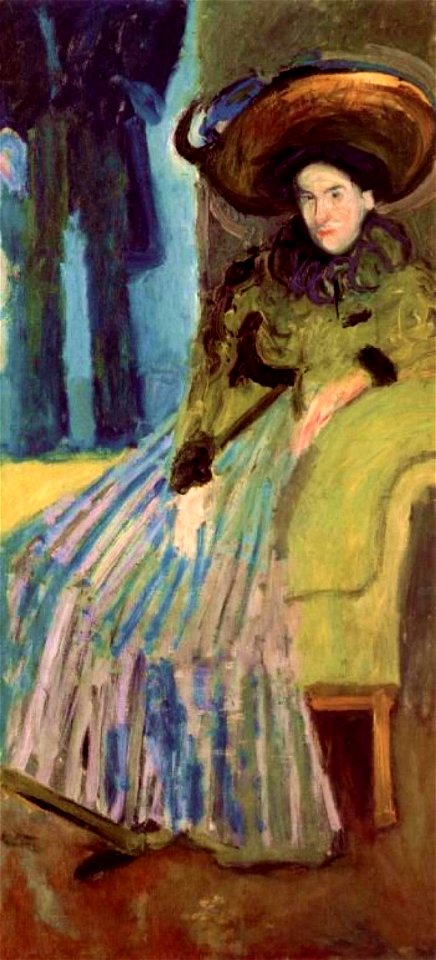 Richard Gerstl - Sitzende Frau in grünem Kleid, after February 1908
