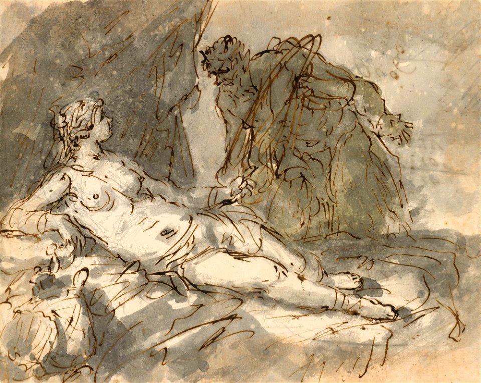Ricci - Nymph and satyr c. 1730, RCIN 907145