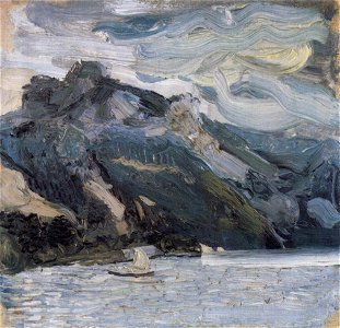 Richard Gerstl - Lake Traun with Mountain Sleeping Greek Woman