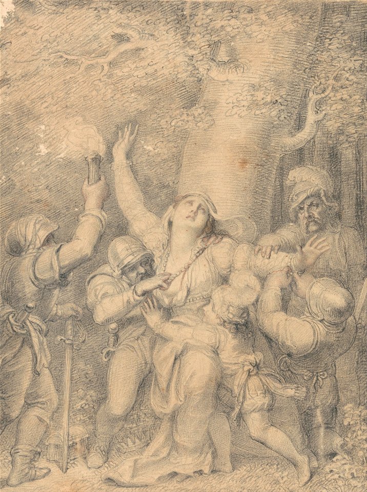 Richard Cosway - Queen Margaret of Anjon with the Prince, Her Son, Stript of Her Regalia by Robbers - Google Art Project