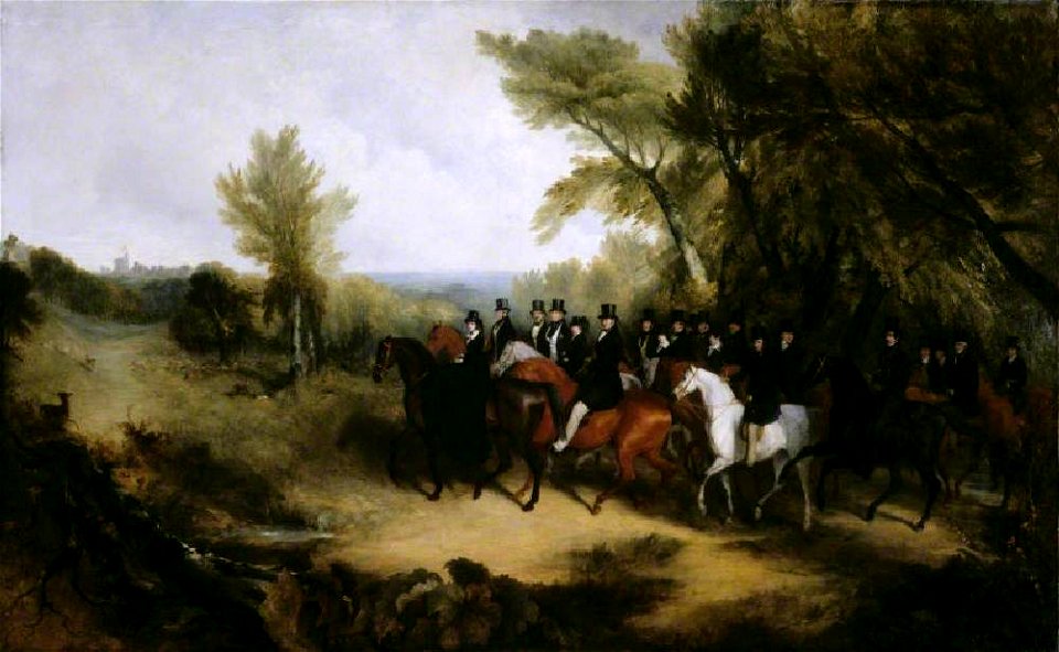 Richard Barrett Davis (1782-1854) - Queen Victoria, King Leopold of the Belgians, and Their Suites Riding Out in Windsor Great Park, 1839 - 1175982 - National Trust