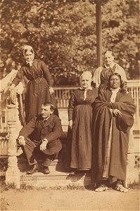 Richard Henry Pratt, Spotted Tail, and Quaker Ladies from Philadelphia at the Carlisle Indian School, by John N. Choate, 1880, albumen silver print, from the National Portrait Gallery - NPG-NPG 2007 260Pratt-000001