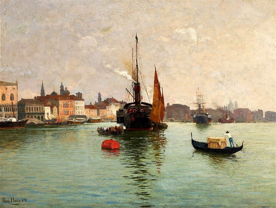 Richard von Hagn Dampfschiffe in der Lagune vor Venedig 1891