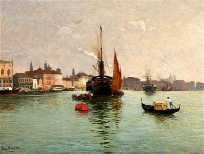 Richard von Hagn Dampfschiffe in der Lagune vor Venedig 1891