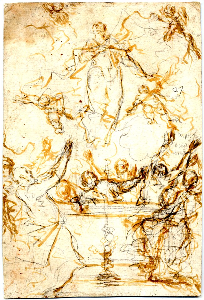 Ricci - The Ascension of the Virgin, with figures below with upraised arms, 1974,1207.1