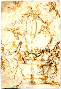 Ricci - The Ascension of the Virgin, with figures below with upraised arms, 1974,1207.1