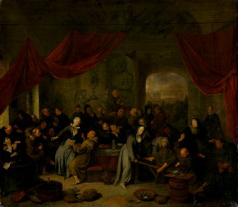 Richard Brakenburg - Monk's Entertainment in a Roman Cloister - O 3249 - Slovak National Gallery