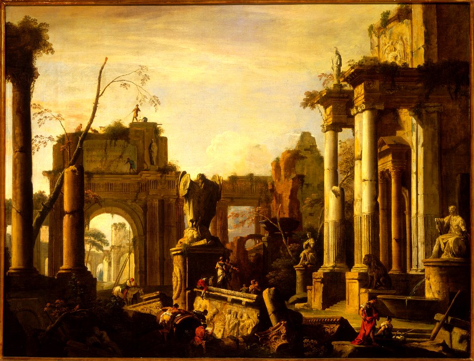 Ricci - Marco Ricci - Imaginary Scene with Ruins and Figures, c. 1725, K111, New Orleans Museum of Art