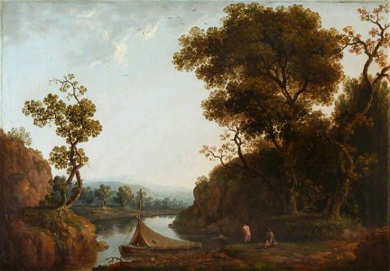 Richard Wilson (1713-1714-1782) (circle of) - A View of the Wye with Bathers - 1548142 - National Trust