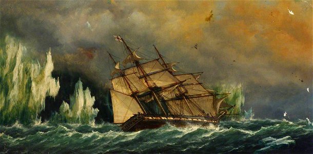 Richard Henry Nibbs (1816-1893) - The Ship 'Essex' near Icebergs - BHC3327 - Royal Museums Greenwich