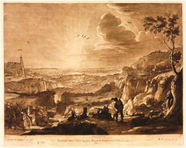 Richard Earlom (British, 1743-1822), Claude Lorrain (French, 1604-1682), John Boydell - Liber Veritatis, No. 89, View of a Mountainous Extended Country - 2010.648 - Cleveland Museum of Art