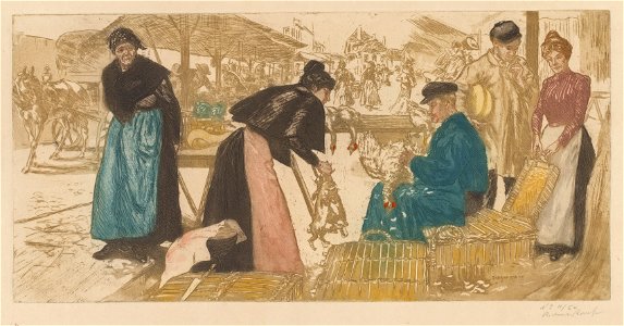 Richard Ranft (Swiss, 1862-1931) - Poultry Market (Le Marché aux Volailles) - 2016.236 - Cleveland Museum of Art