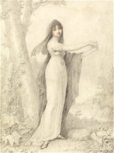 Richard Cosway - Portrait of a Lady Standing near a Lake - Google Art Project