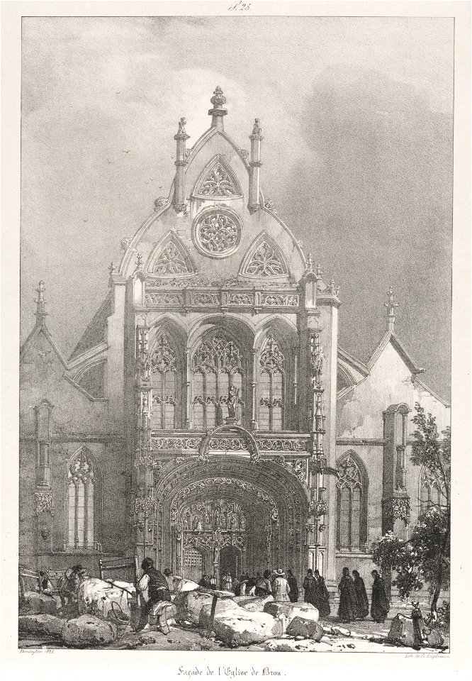 Richard Parkes Bonington (British, 1802-1828), François Alexandre Pernot (French, 1793-1865) - Picturesque and Romantic Trips in Old France, Franche-Compté, Front of the Church at Brou - 2008.203 - Cleveland Museum of Art