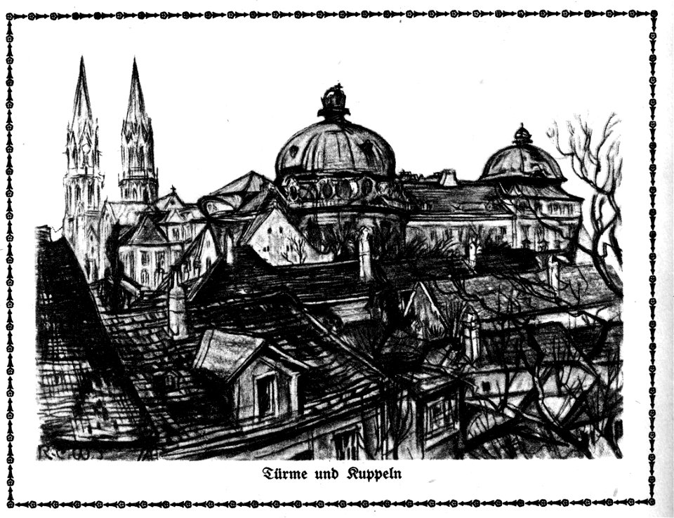 Richard Carl Wagner Stift Klosterneuburg Türme und Kuppel 1924 dgE
