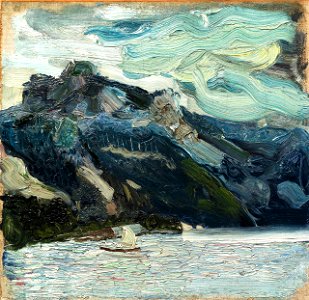Richard Gerstl - Lake Traun with Mountain Sleeping Greek Woman (2). Free illustration for personal and commercial use.