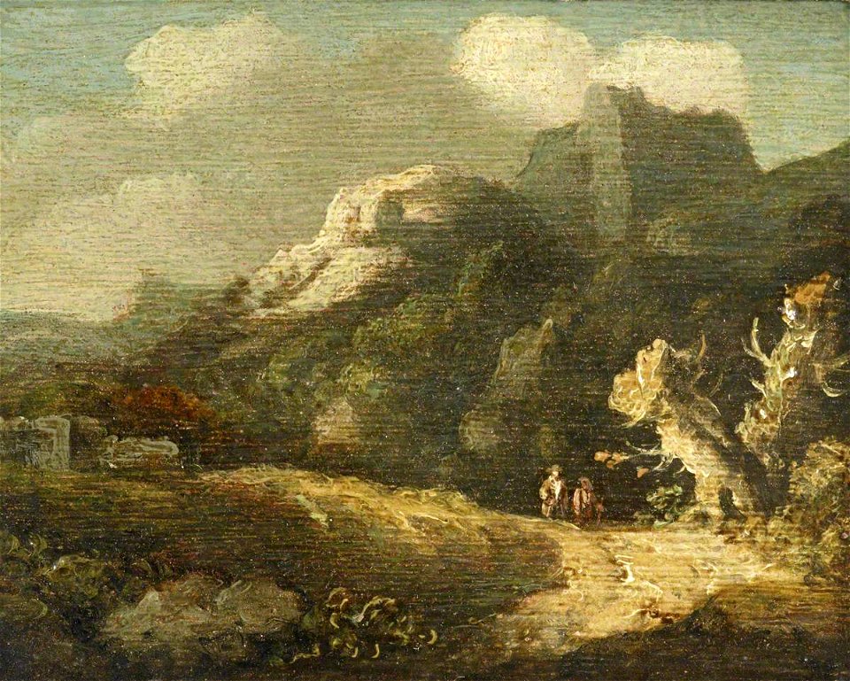 Richard Wilson (1713-1714-1782) (style of) - A Rocky Landscape with Two Travellers - 515516.7 - National Trust
