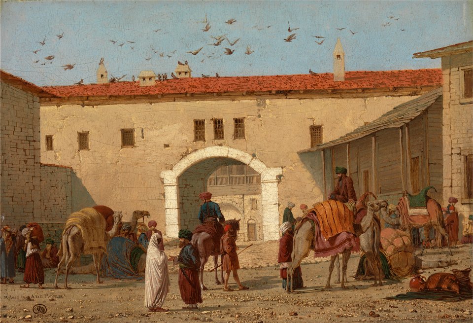 Richard Dadd - Caravanserai at Mylasa in Asia Minor - Google Art Project