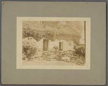 Richard Jones Owen, 'Glaslyn', outside his cottage near Aberglaslyn Bridge, Gwynedd (5292135)