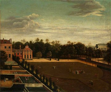 Richard Wilson (1713-1714-1782) (attributed to) - View of Carlton House, with a Royal Party in the Grounds - N05560 - National Gallery