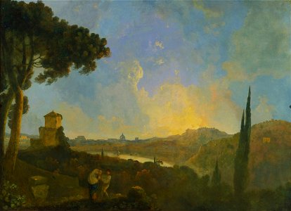 Richard Wilson - A View of the Tiber with Rome in the Distance - Google Art Project. Free illustration for personal and commercial use.