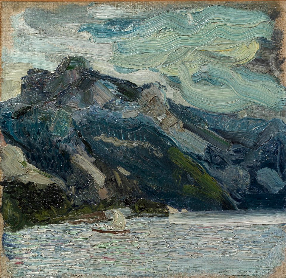 Richard Gerstl - Lake Traun with Mountain Sleeping Greek Woman - Google Art Project