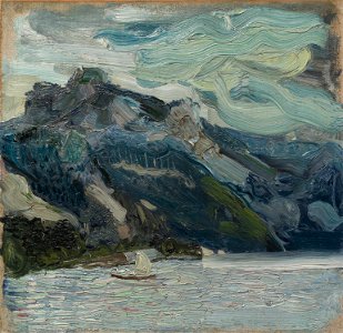 Richard Gerstl - Lake Traun with Mountain Sleeping Greek Woman - Google Art Project